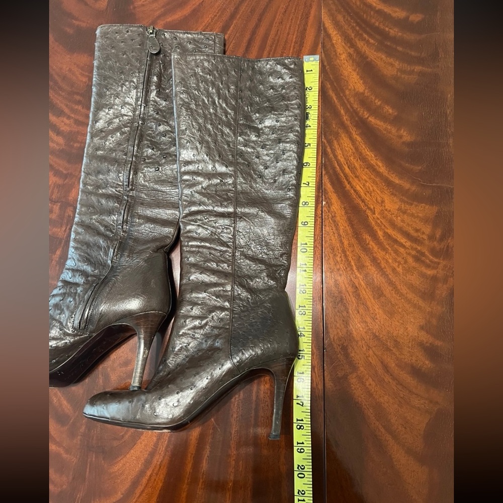 Cole Haan Ostrich Brown Leather Boots - Picture 5 of 10